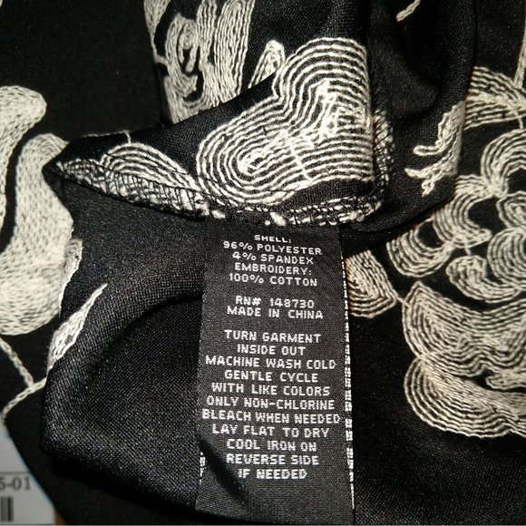 ECI New York Womens Straight Skirt Size 4 Black Ivory Floral Print Embro… - Picture 6 of 7